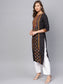 Anubhutee Women Black  Orange Printed Straight Kurta