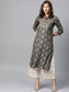 Anubhutee Women Grey  Off-White Foil Print Kurta with Palazzos