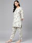 Anubhutee Women Off-White  Charcoal Grey Pure Cotton Printed Night suit