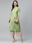 Anubhutee Women Green  Pink Printed Straight Kurta