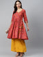 Anubhutee Red  White Bandhani Printed Pure Cotton Angrakha A-Line Dress