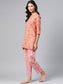 Anubhutee Women Coral Pink  Yellow Pure Cotton Printed Night suit
