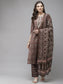 Anubhutee Women Brown  Maroon Printed Pure Cotton Kurta with Trousers  Dupatta