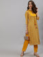 Anubhutee Women Yellow  Blue Floral Printed Empire Kurta With Trousers