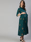 Anubhutee Green Ethnic Motifs Tie-Up Neck Maternity A-Line Midi Dress