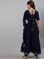 Anubhutee Women Navy Blue Ethnic Motifs Panelled Kurta with Trousers  Dupatta