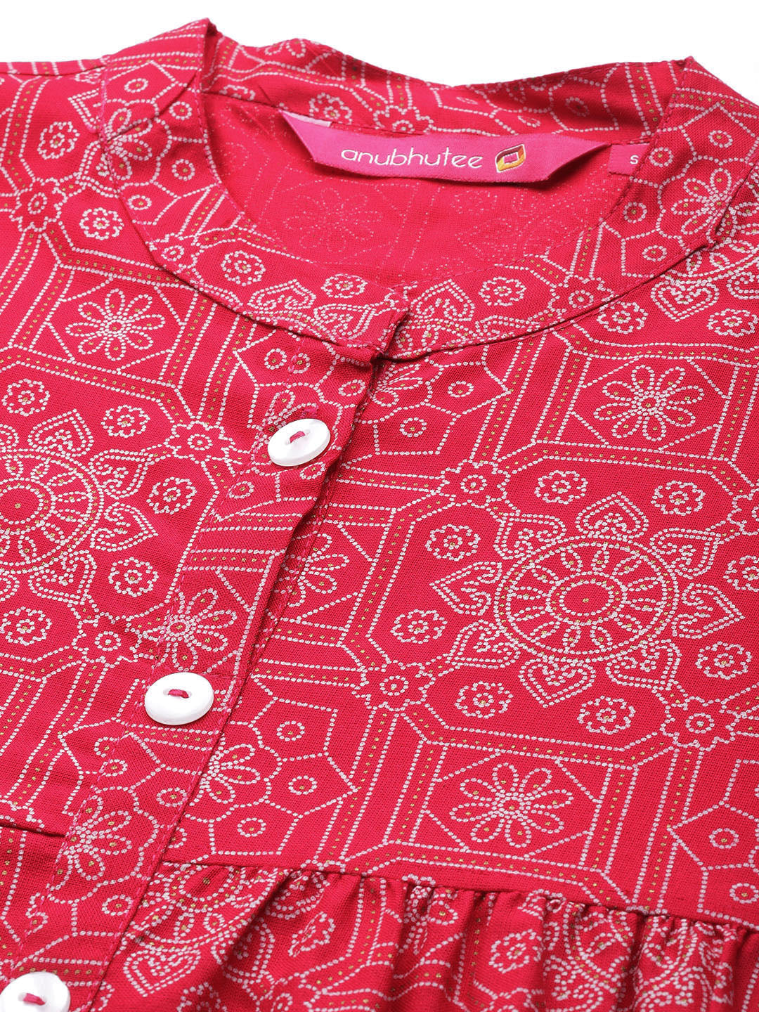 Women's Pink Geometric Printed Tunic