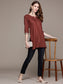 Women's Maroon Embroidered Printed Tunic