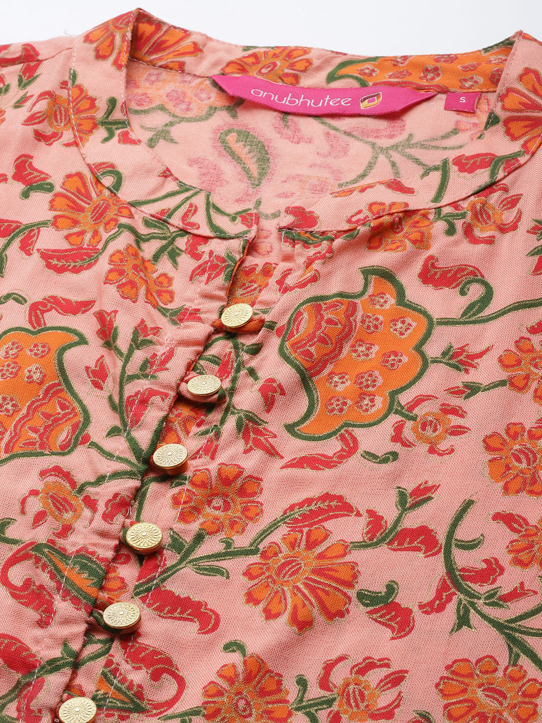 Women's Peach Floral Printed Tunic