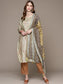 Women's Green Floral Embroidered Printed Kurta with Trousers and Dupatta