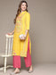 Anubhutee Women's Yellow Printed Thread Work Kurta