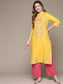 Anubhutee Women's Yellow Printed Thread Work Kurta