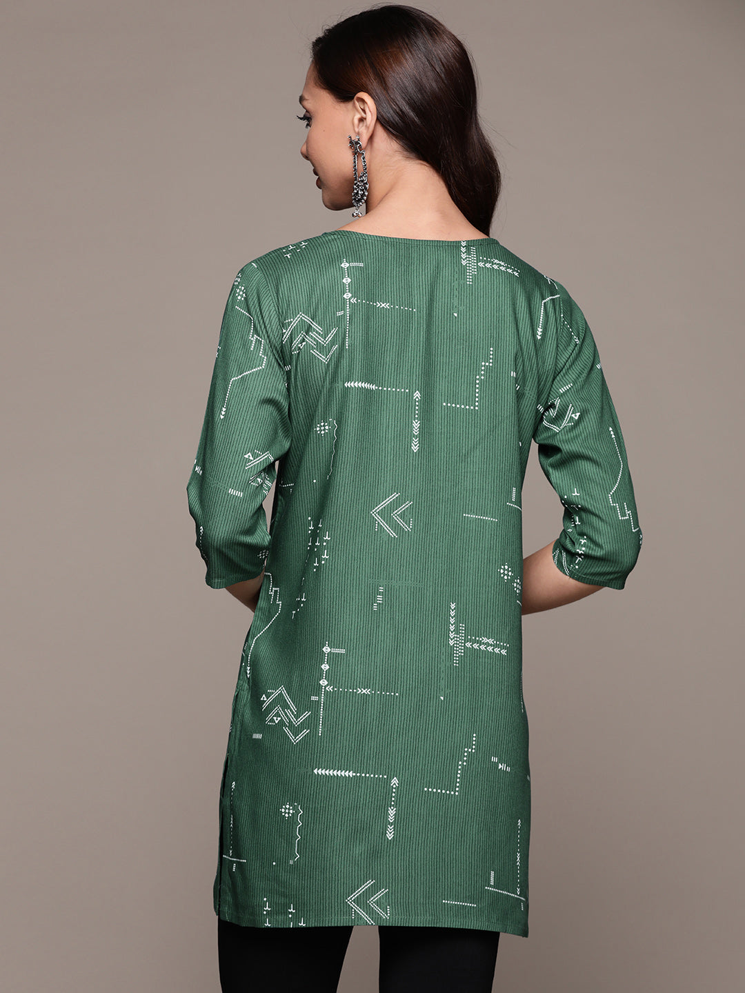 Women's's Green Geometric Printed Kurti
