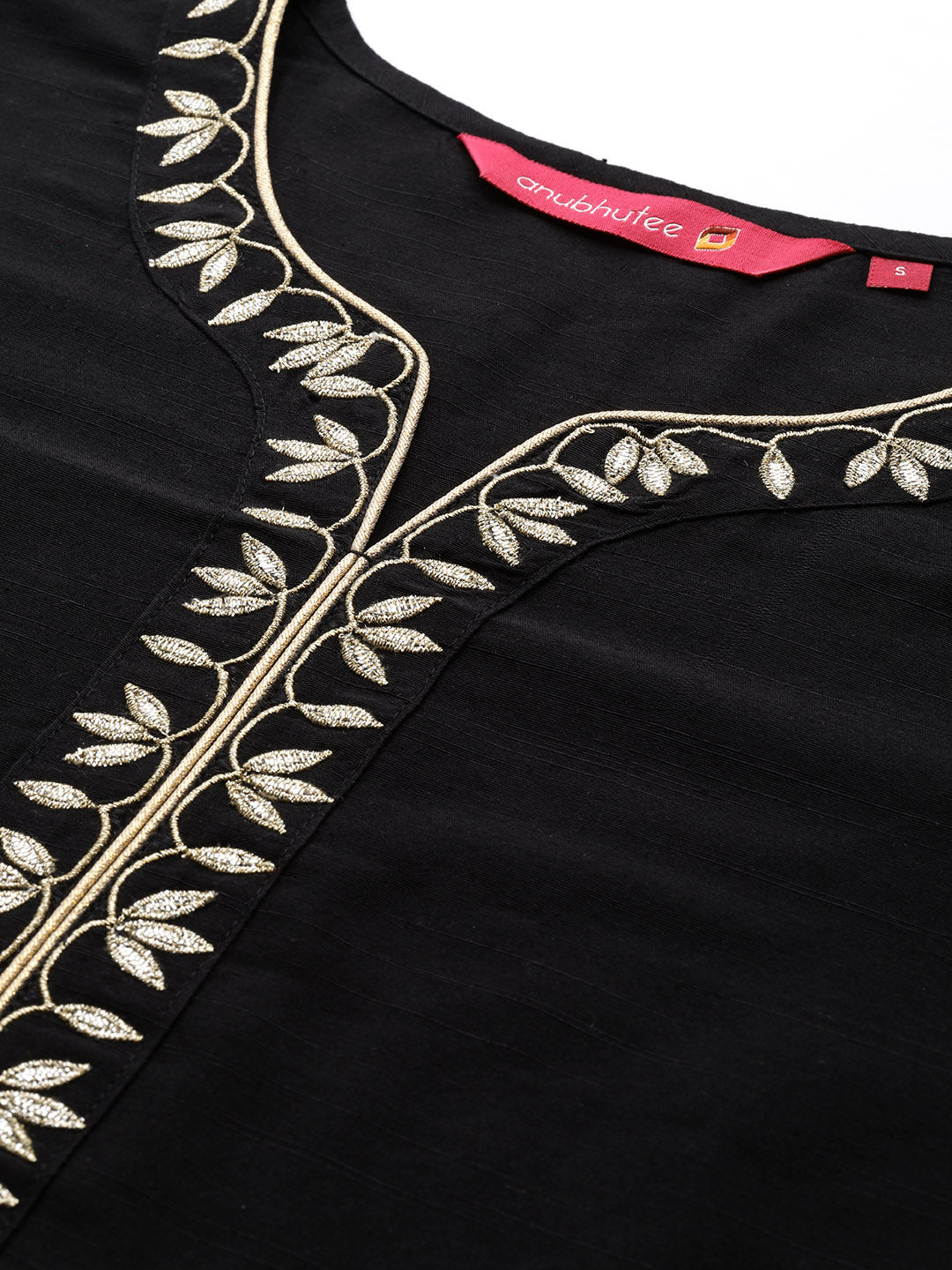 Anubhutee Women's Black Zari Embroidered Kurta Set with Trousers