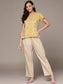 Women's's Yellow Abstract Floral Printed Pure Cotton Night Suit