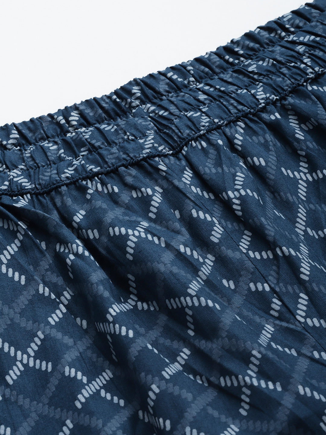 Women's's Navy Blue Geometric Printed Pure Cotton Night Suit
