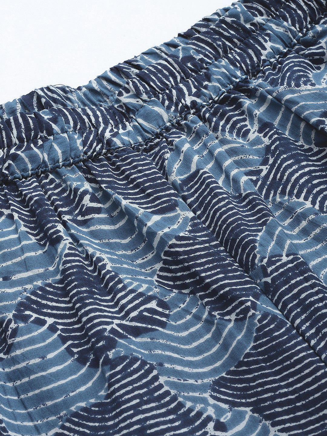 Women's's Indigo Blue Ethnic Motifs Printed Pure Cotton Night Suit